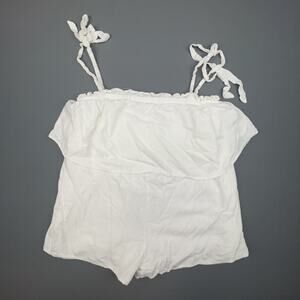 Polly White Ruffle Romper US 6 Tie Strap Summer Casual Beachwear